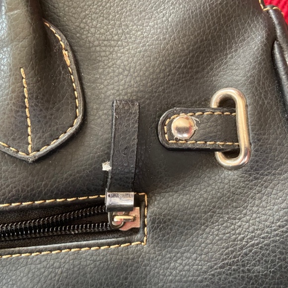 Pleather satchel with nylon lining and baseball top stitching - Picture 6 of 16